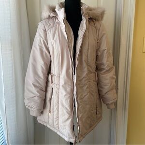 𝅺details Cream Puffer Coat Size XL Fur Collar